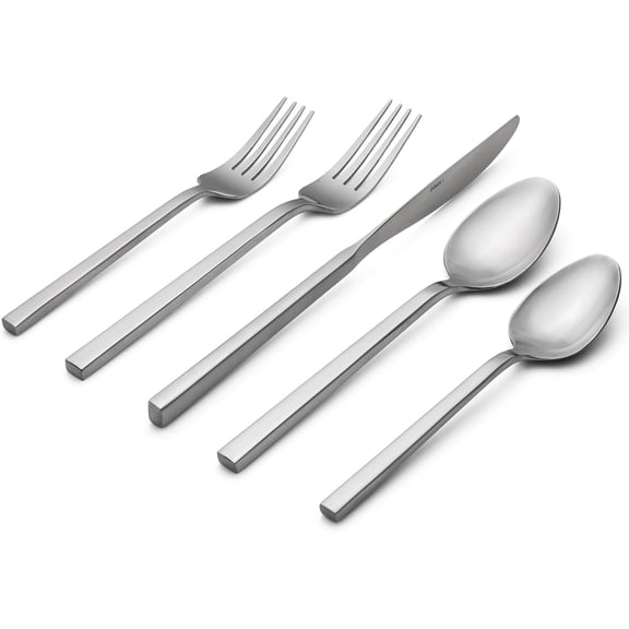 Cube 20-Piece Forged Silverware Set Stainless Steel Flatware Set,Service for 4,Matte Satin Polished Cutlery Set,Dishwasher Safe