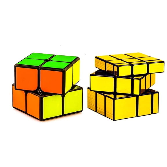 Cube 2X2 and Gold Mirror Cube High Speed Magic Puzzle Cubes Combo