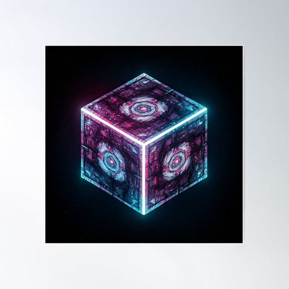 Cube 3 Poster Wall Art, Modern Wall Decor For Living Room Bedroom, 30x30 UNFRAMED