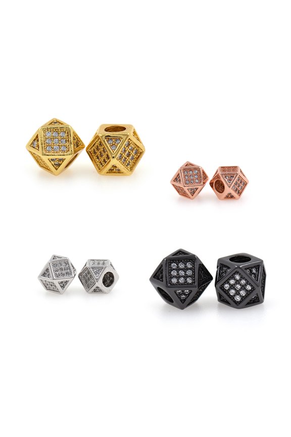 Cube Bead,Micro Pave CZ Stone Metal Square Spacer Beads,Bracelet Charms,DIY Jewelry Findings 7x7mm 10Pcs