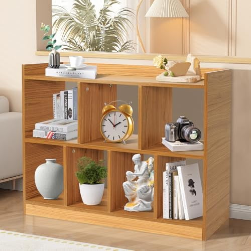 Cube Bookshelf Storage Organizer, 7-Cube Open Bookcase Shelf, Modern Particle Board Display Shelf for Living Room, Bedroom, Home Office$$Home Decor, Kitchen, & Other