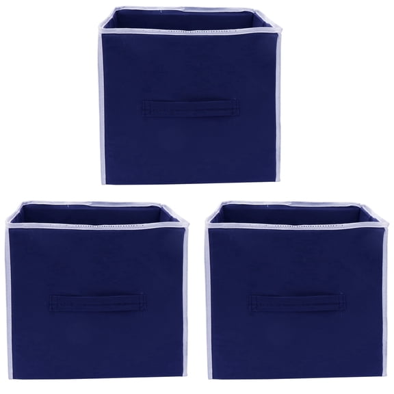 AMAK INC Foldable Storage Cube Box | Fabric Storage Organizer with Lid & Handle | Closet Organizer for Clothes, Toys & Accessories | Space Saving Storage Bin (Blue)
