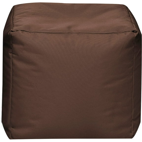 Cube Brava Pouf Ottoman Foot Rest - Brown, Modern Square Bean Bag Chair with Water Repellent Fabric Floor Pouf for Living Room, Bedroom or Patio Foot Rest for Indoor and Outdoor