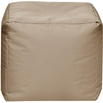 Cube Brava Pouf Ottoman Foot Rest - Khaki - Modern Square Bean Bag Chair with Water Repellent Fabric - Floor Pouf for Living Room, Bedroom or Patio - Foot Rest for Indoor and Outdoor