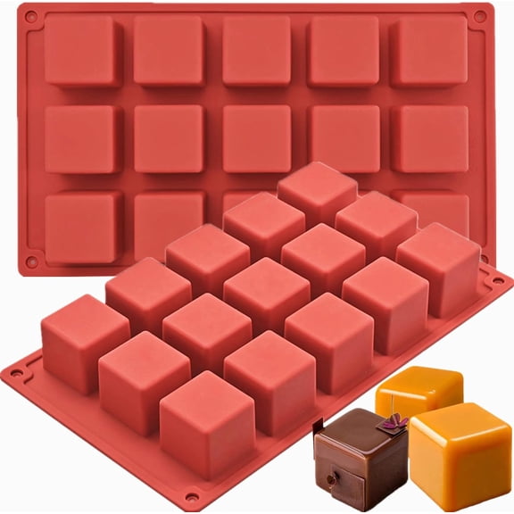 Cube Cake Silicone Mold | 1.2" x 1.2" x 1.2" 3D Square Silicone Molds for Baking for Chocolate, Candy, Truffle, Jello, Mini Brownie Bites, Ice Cube, 30-Cavity