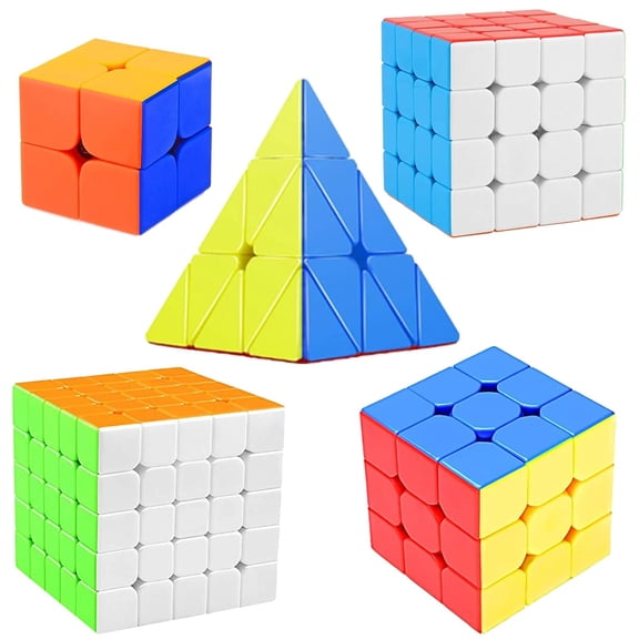 Cube Combo Set of 2X2, 3X3, 4X4, 5X5, Pyraminx High Speed Stickerless Magic Cube Puzzle (CUBE-2345P)