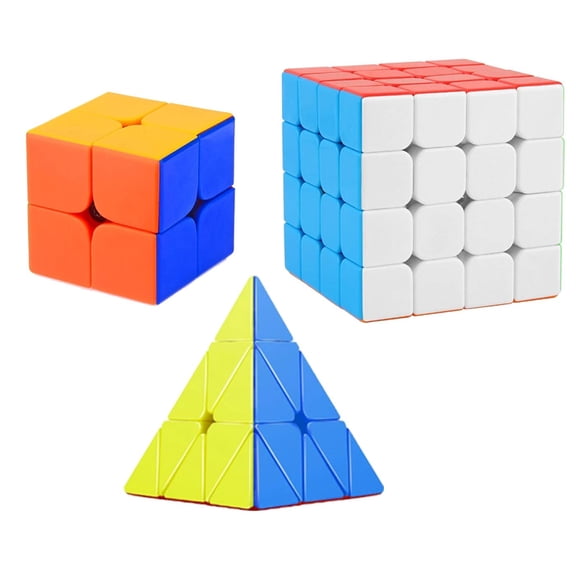 Cube Combo Set of 2X2, 4X4,Pyraminx High Speed Stickerless Magic Cube Puzzle (CUBE-24P)