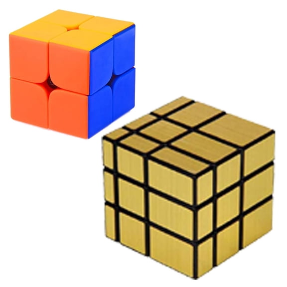 Cube Combo Set of 2X2 & Gold Mirror High Speed Stickerless Magic Cube Puzzle (CUBE-2G)