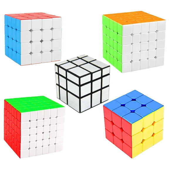 Cube Combo Set of 3X3, 4X4, 5X5, 6X6, Silver Mirror High Speed Stickerless Magic Cube Puzzle (CUBE-3456S)