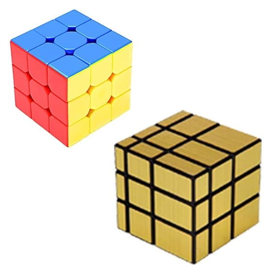 Cube Combo Set of 3X3, Gold Mirror High Speed Stickerless Magic Cube Puzzle (CUBE-3G)