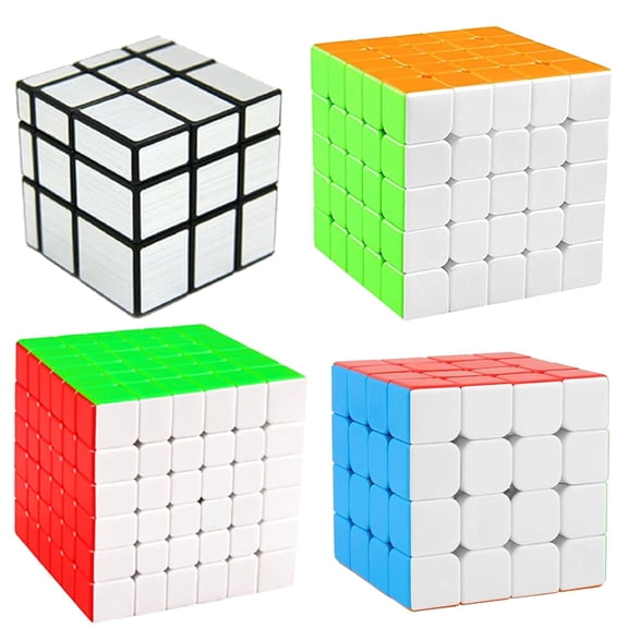 Cube Combo Set of 4X4, 5X5, 6X6, Silver Mirror High Speed Stickerless Magic Cube Puzzle (CUBE-456S)