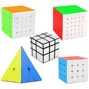 Cube Combo Set of 4X4, 5X5, 6X6, Silver Mirror, Pyraminx High Speed Stickerless Magic Cube Puzzle (CUBE-456SP)