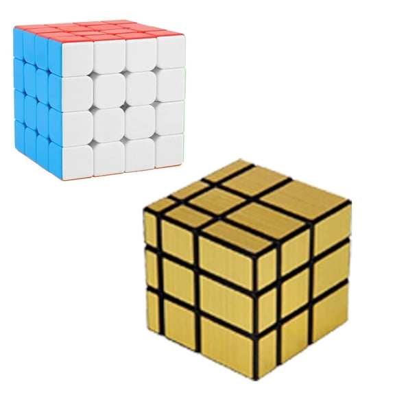 Cube Combo Set of 4X4 & Gold Mirror High Speed Stickerless Magic Cube Puzzle (CUBE-4G)