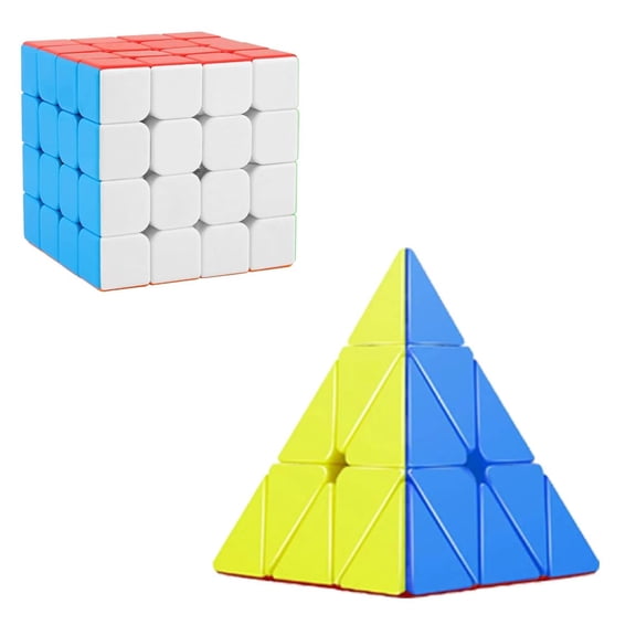 Cube Combo Set of 4X4 & Pyramid High Speed Stickerless Magic Cube Puzzle (CUBE-4P)