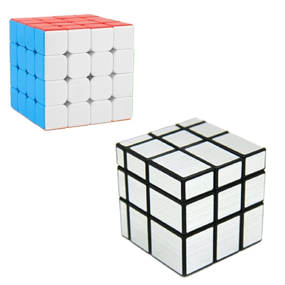 Cube Combo Set of 4X4 & Silver Mirror High Speed Stickerless Magic Cube Puzzle (CUBE-4S)