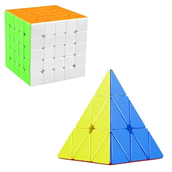 Cube Combo Set of 5X5 & Pyramid High Speed Stickerless Magic Cube Puzzle (CUBE-5P)