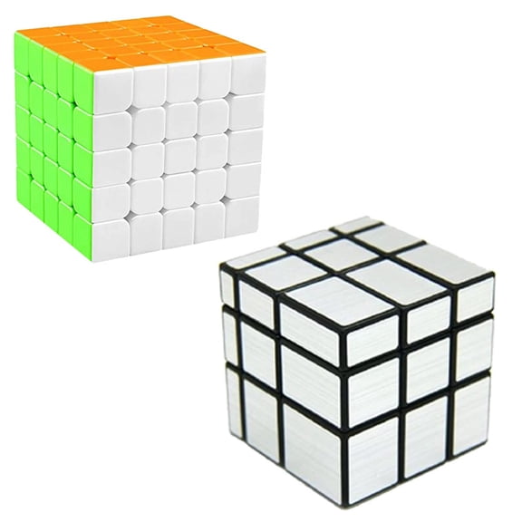 Cube Combo Set of 5X5 & Silver Mirror Cube High Speed Stickerless Magic Cube Puzzle (CUBE-5S)