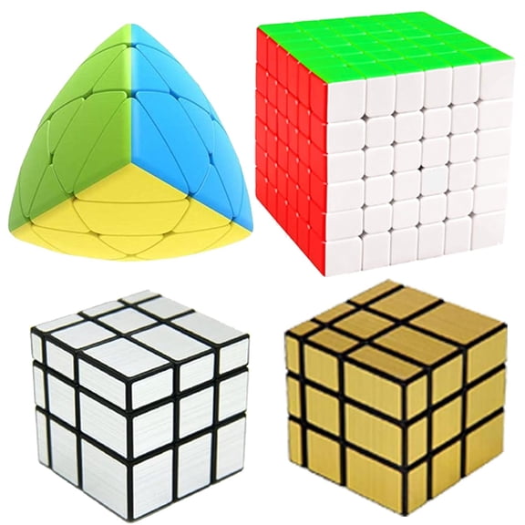 Cube Combo Set of 6X6, Gold Mirror, Silver Mirror, Mastermorphix High Speed Stickerless Magic Cube Puzzle (CUBE-6GSPY)