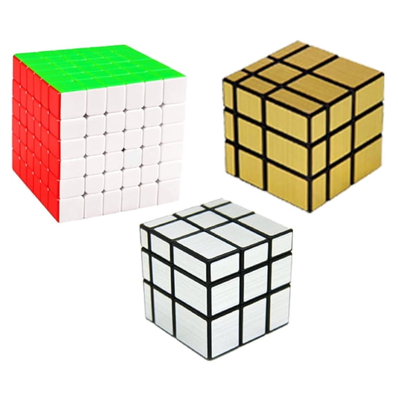 Cube Combo Set of 6X6,Silver Mirror, Gold Mirror High Speed Stickerless Magic Cube Puzzle (CUBE-6GS)