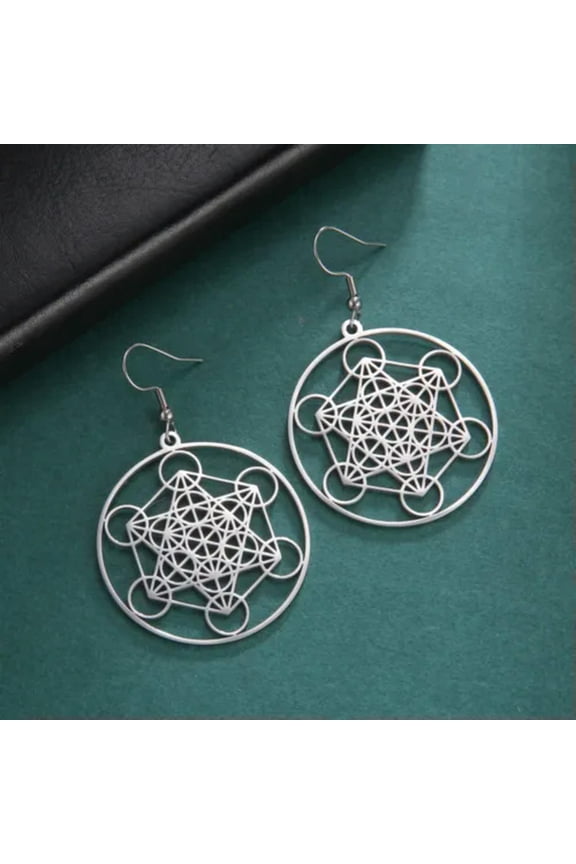 Cube Dangle Earring for Women Amulet Stainless Steel Solomon Angel Seal Jewelry