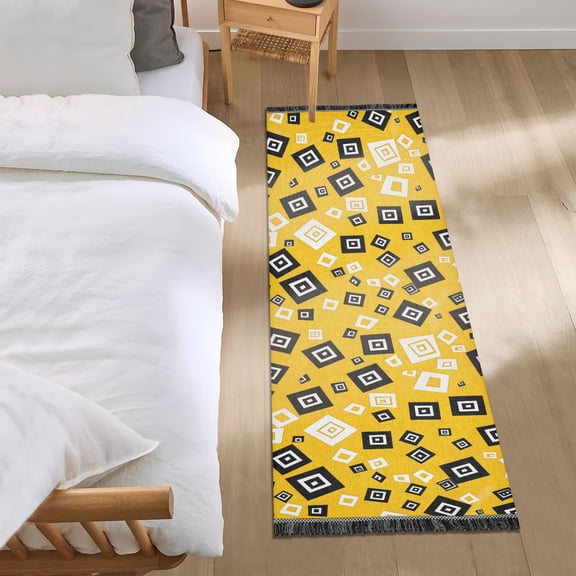 Cube Drop Runner Area Rug 2x6 Soft Non-Slip Washable Bedside Carpet for Hallway Bedroom Living Room Home Decor