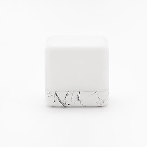 Cube Flip Motion Night Light, USB Rechargeable Minimal Desk Lamp with Timer & Soft Glow, Portable Ambient Bedside Light with Wooden & Marble Base for Bedroom, Hallway & Home Decor