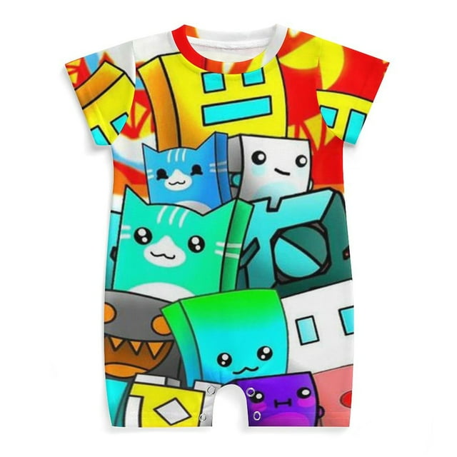 Cube Geometry Dash Baby Romper Jumpsuit Summer Short Sleeve One-Piece Outfit Clothing Set Newborn Infant Toddler Bodysuits