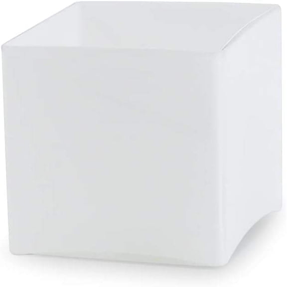 Cube Glass Vase Bulk, 5" x 5" x 5", White Elegant Floral Container for Wedding, Party, Home Decor 12 Pieces