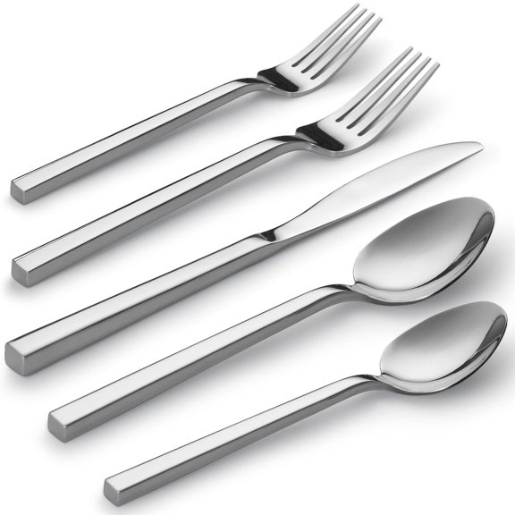 Cube Gold 20-Piece Flatware Set, Forged Cutlery Set, Matte Gold Silverware Service for 4, Stainless Steel Tableware with Square Handle for Home/Restaurant, Dishwasher Safe