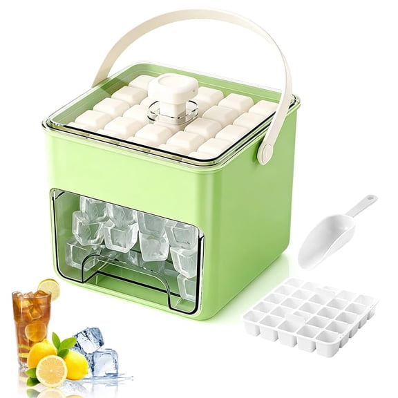 Cube Ice Maker With Easy Press Lid, 2026 Upgrade Double-Deck Portable Ice Cube Tray, Silicone Ice Cube Mold Maker Container Box for DIY Whiskey Cocktail Coffee Beverages (White, 50 cube)