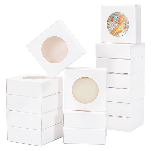 Cube Kraft Paper Storage Gift boxes Visible Winbow Gift Packaging Case for Soap Packaging White 8x8x3cm