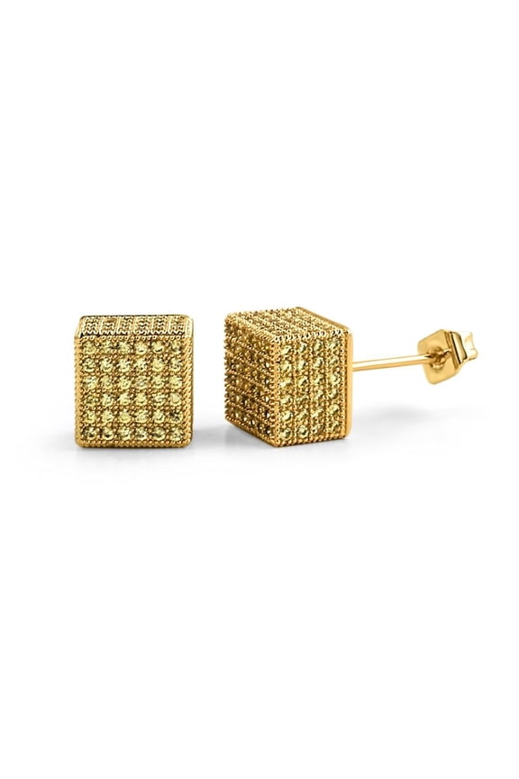 Cube Lemonade CZ Hip Hop Bling Bling Earrings