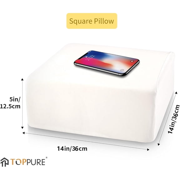 Cube Memory Foam Pillow (14"x14"x5" Large Cube), Side Sleeper Pillows, Cervical Neck Pillow for Travel, Soft but Supportive Bed Pillow for Neck and Shoulder Pain Relief, White