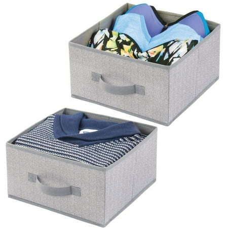 Cube Organizer Closet Organizer Fabric Modular Closet Organizer Box with Handle for Cube Storage Units in Closet Bedroom Bathroom Herringbone Print 2 Pack - Gray