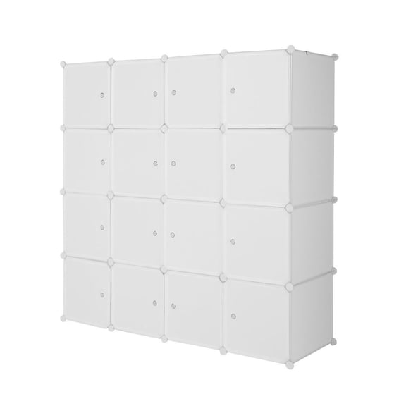 Cube Organizer Stackable Plastic Cube Storage Shelves Design Multifunctional Modular Closet Cabinet with Hanging Rod RT