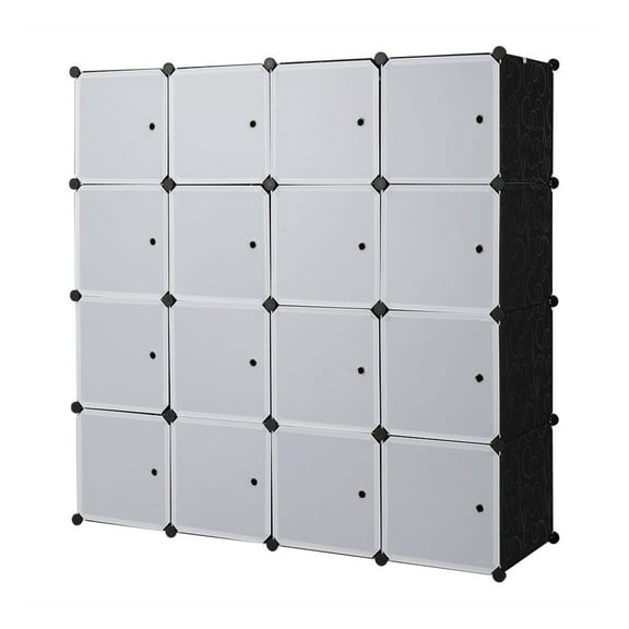 Cube Organizer Stackable Plastic Cube Storage Shelves Design Multifunctional Modular Closet Cabinet with Hanging Rod RT