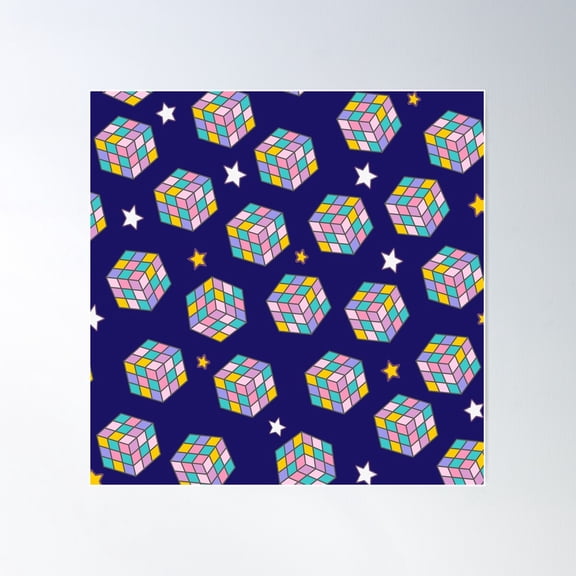 Cube Pattern Poster Wall Art, Modern Wall Decor For Living Room Bedroom, 24x24 UNFRAMED