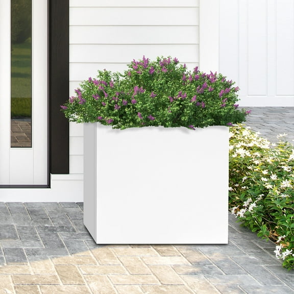 Cube Planter Box, Indoor Outdoor Planter, Square Outdoor Planter White Square