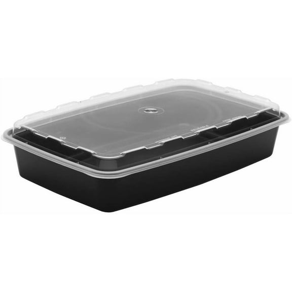 Cube Plastics CR-1147B Black 48 Oz. Container With Lid - 100 / CS
