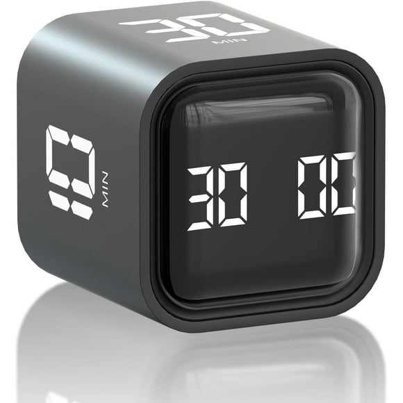 Cube Pomodoro Timer, Smart Productivity Timer 5/10/30/60 Minutes & Custom Countdown, Pause & Resume, Adjustable & Silent Visual Timer, Portable Rotation Multi Desk Timer for Study Task Work Kitchen