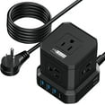 thumbnail image 1 of Cube Power Strip with Surge Protection – 10ft Extension Cord, 5 AC Outlets + 3 USB + 1 USB-C Fast Charging Ports, Mountable Charging Station with On/Off Switch, 1 of 10