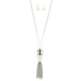thumbnail image 1 of Cube Rhinestone Chain Tassel Necklace One Size Silver, 1 of 1