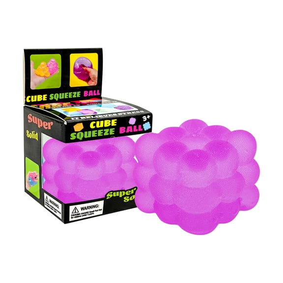 Cube Sensory Toys - High Density Squeeze Balls with a Super Solid Squish - Unique, Swirling Color Blend - Ice Squishy Cube Sugar Balls