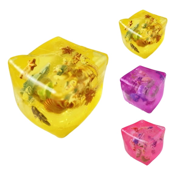 Cube, Squishies Squeeze Cube, Stress Relief Gadgets for Anxiety Relief Square Shape(Yellow,1PC)