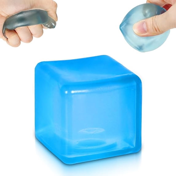 Cube Squishy Fidget Toys for Adult Office Stress Relief, Soft Tactile Sensory Gadget for Workplace Concentration and Tension Relief, 1.25 Inch, Blue