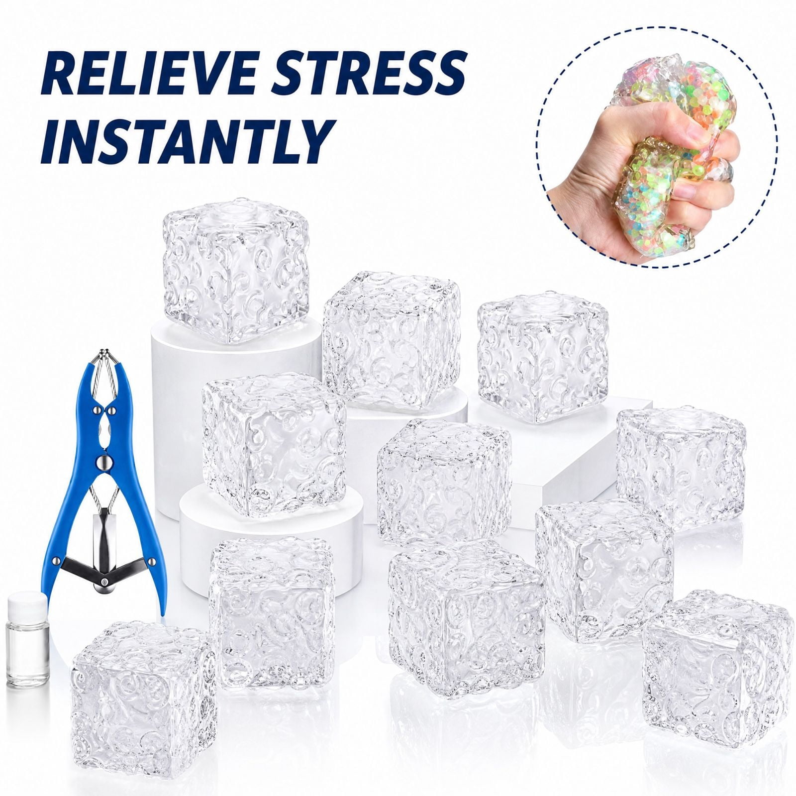 Cube Squishy Making Kit With Glue, 24 Empty Cube Stress Squishy Ball ...