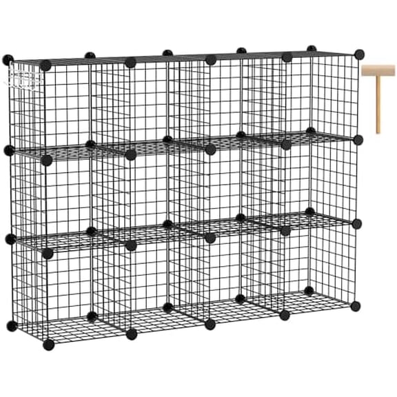 Cube Storage 12-Cube Metal Wire Storage Shelves Cube Closet Organizer Storage Bins DIY Storage Grids Modular Wire Cubes Bookshelf Bookcase for Home Office, Black$$Home Decor, Kitchen, & Other