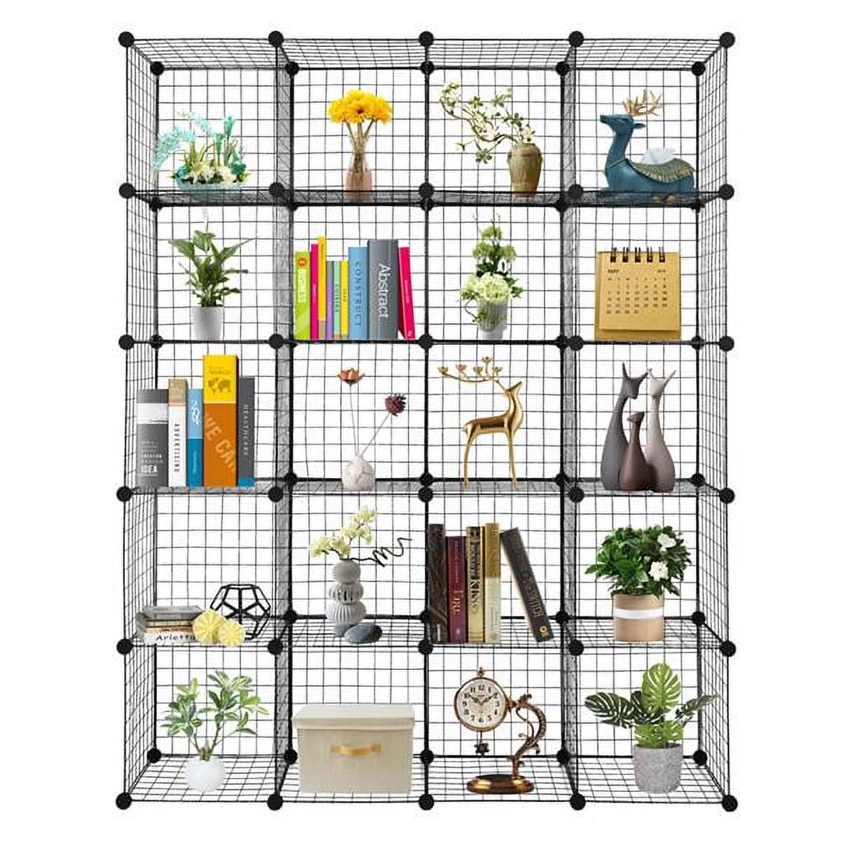 Cube Storage 20-Cube Metal Wire Cube Storage Cubes Shelves Cube Closet Organizer Stackable Storage Bins DIY Storage Grids Modular Wire Cubes Bookshelf Bookcase for Home Office - image 1 of 5