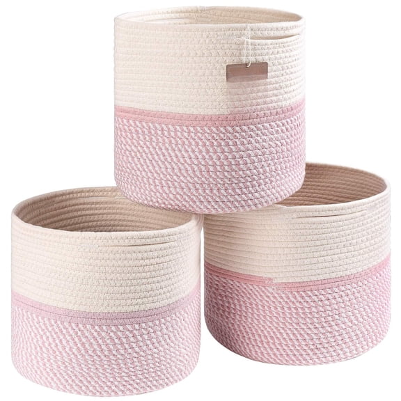 Cube Storage Baskets Mixed Pink L11xW11xH10.7 3-Pack For Organizing Shelving