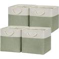 thumbnail image 1 of Cube Storage Baskets for Shelves 12 Inch Storage Cubes 4pack Fabric Storage Baskets for Organizing Clothes, Closet Baskets with Rope Handles for Home (White&Green), 1 of 7
